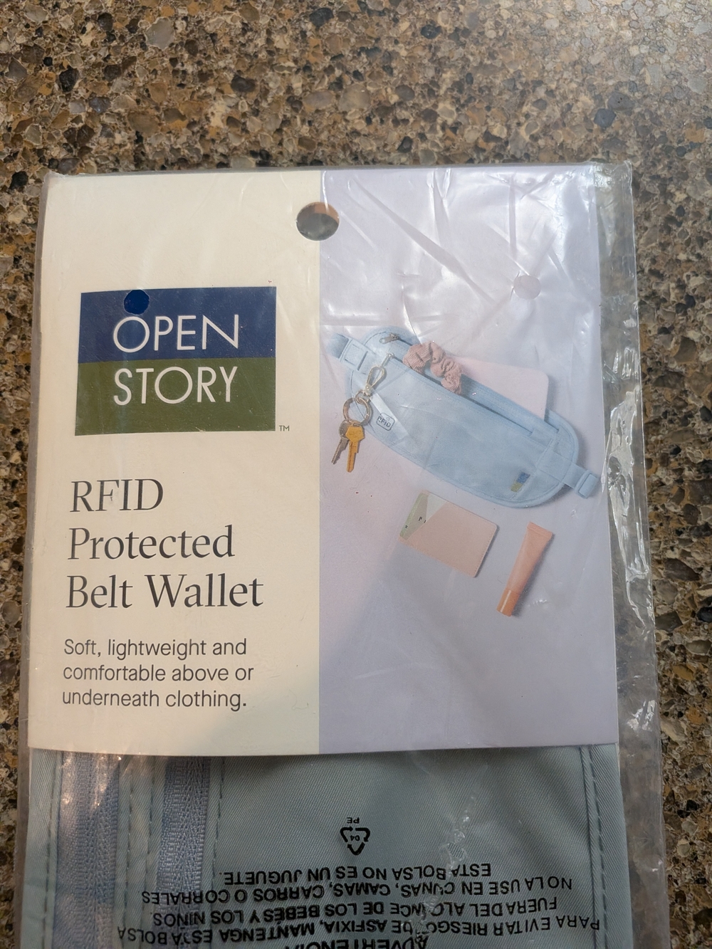 OPEN STORY RFID Protected Belt Wallet in Light Blue